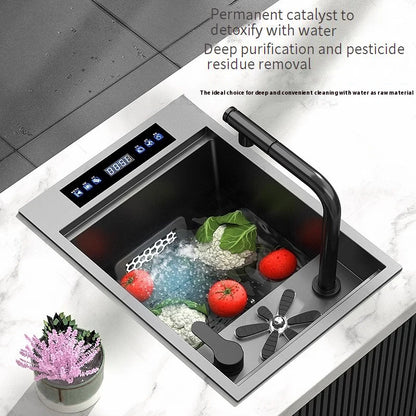 HOLavabo Stainless steel bar sink with lid, ideal for kitchen use, Catepik cup, small sink with lid, perfect for fruit and vegetable disinfection.