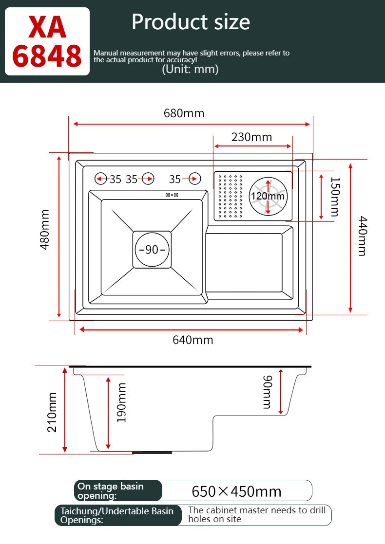 HONano Step Cup Washer Sink Stainless Steel Kitchen Sinks Large Single Slot Cafe Wine Bar Multifunctional Undermount  Basin